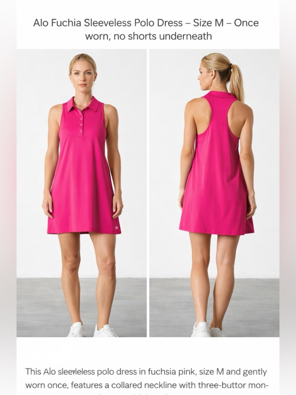 ALO Yoga Fuchsia Sleeveless Polo Coverup Dress
